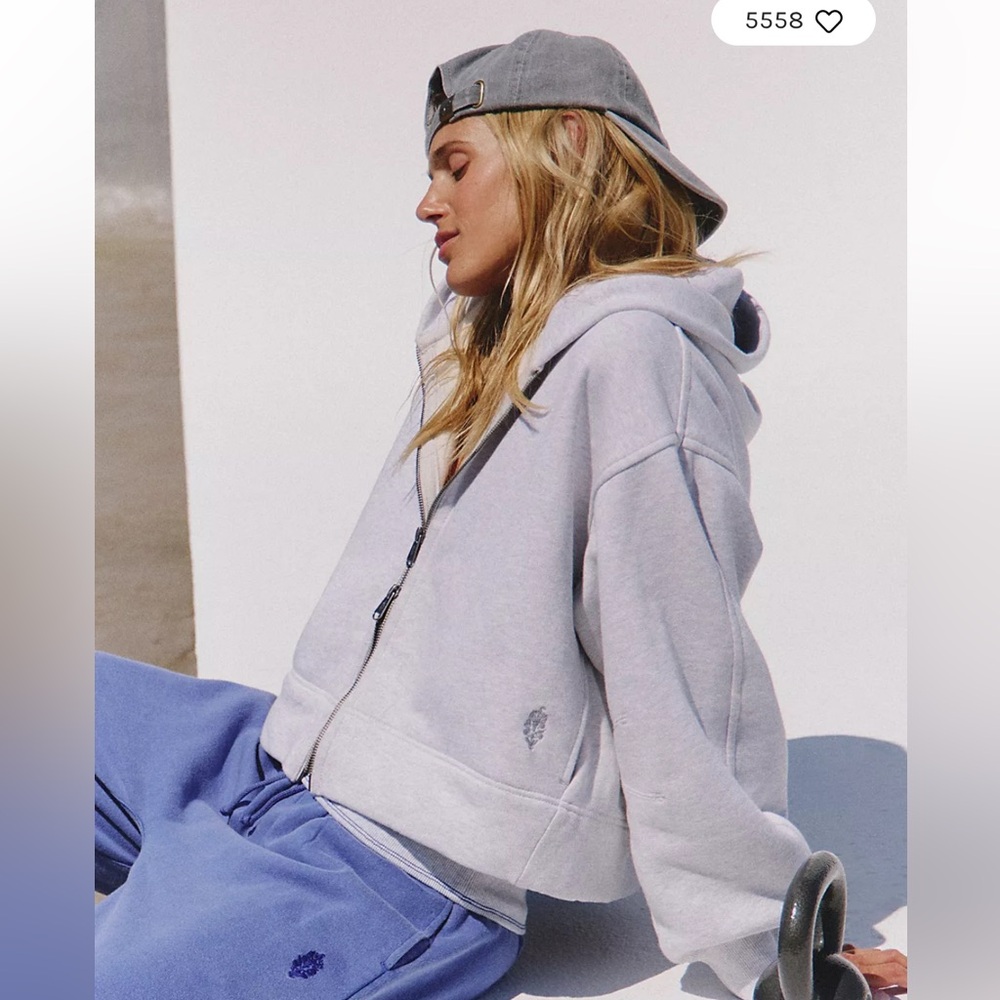 Free People Gray Zip-Up Hoodie